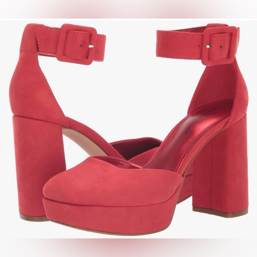 Marc Fisher Naina2 Red Faux Suede Platform Pumps - NIB - Size 8M